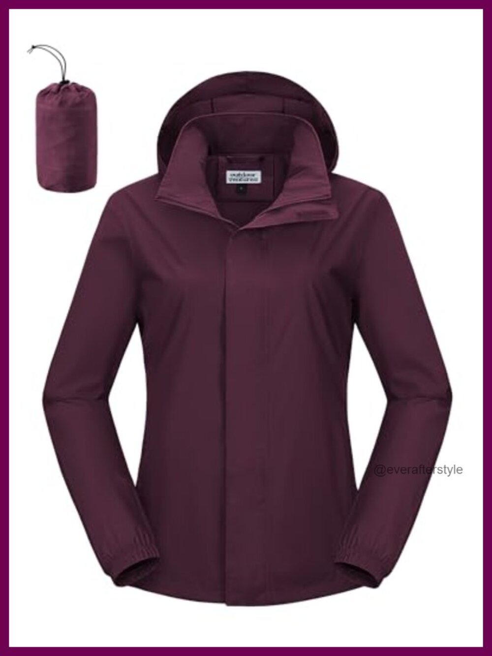 Packable Lightweight Waterproof Raincoat Hooded Zip Windbreaker